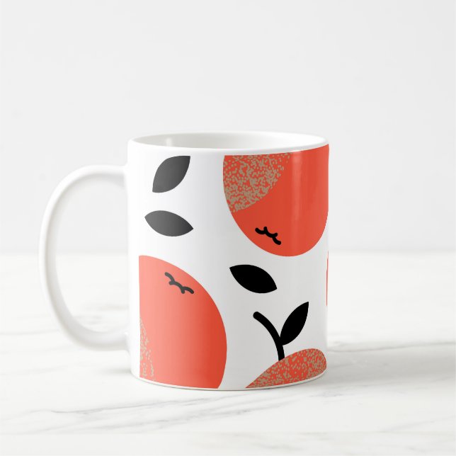 Mug Pommes rouges : Motif texturé doré. (Gauche)