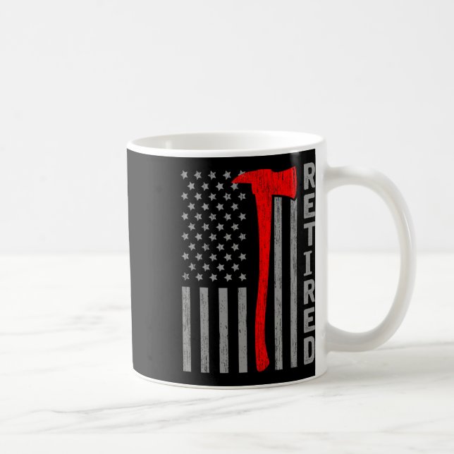 Mug Pompier à la retraite drôle Drapeau américain Vête (Droite)