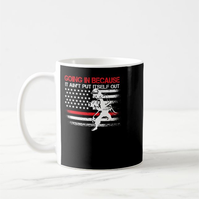 Mug Pompier Américain Drapeau Mince Ligne Rouge Dit (Gauche)