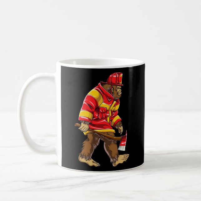 Mug Pompier Bigfoot Mince Ligne Rouge Sasquatch (Gauche)