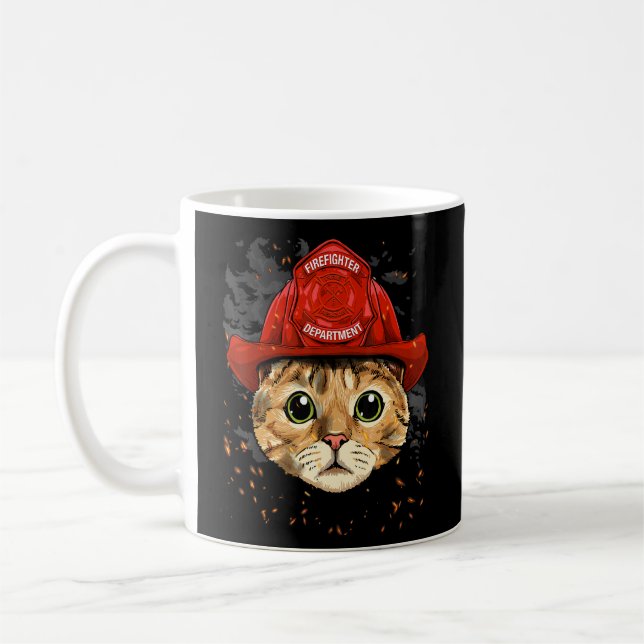 Mug Pompier Chat Kitten Service d'incendie Pompier Ani (Gauche)