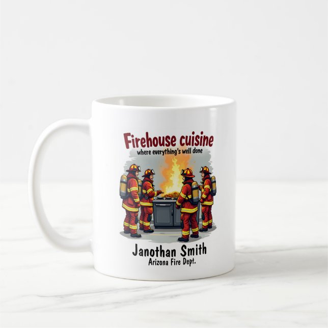 Mug Pompier de cuisine drôle et unique  (Gauche)