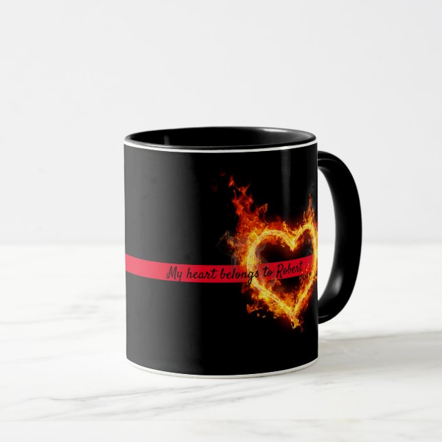 Mug Pompier Mon Coeur Appartient À Personnaliser Cadea (Devant droit)