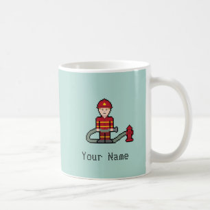 Mug Pompier nommé fait sur commande de pixel