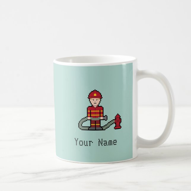 Mug Pompier nommé fait sur commande de pixel (Droite)