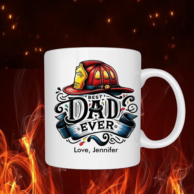 Mug Pompiers Fête des pères de meilleur papa personnal (Créateur téléchargé)