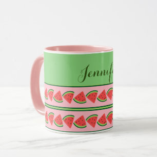 Mug Ponts de pastèque rose et vert - Personnalisé