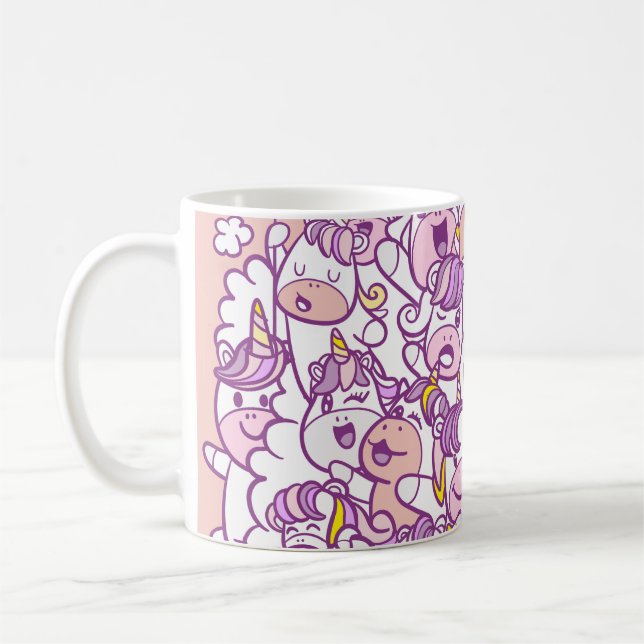 Mug Pony Unicorn mignon : Collection de Doodles magiqu (Gauche)