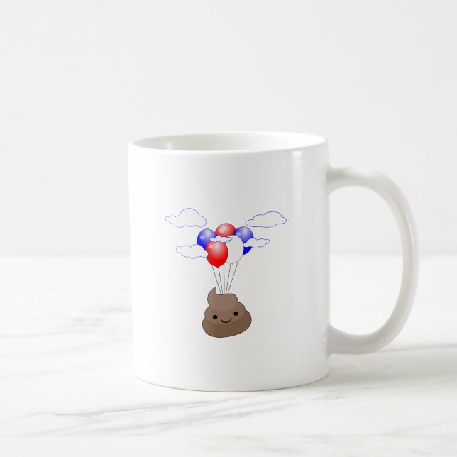Mug Poo Emoji Voler Avec Ballons (Droite)