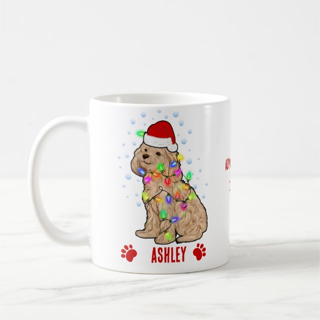 Mug Poodé avec chien léger de Noël (Gauche)