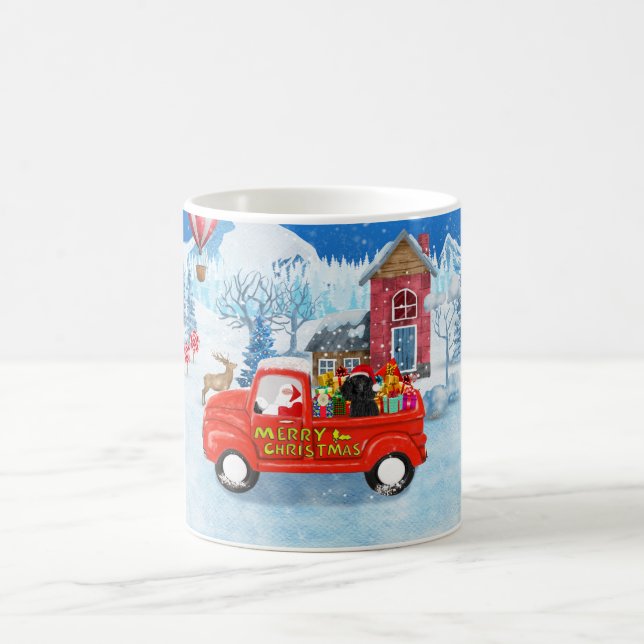 Mug Poodé Chien Livraison de Noël Camion Neige (Centre)