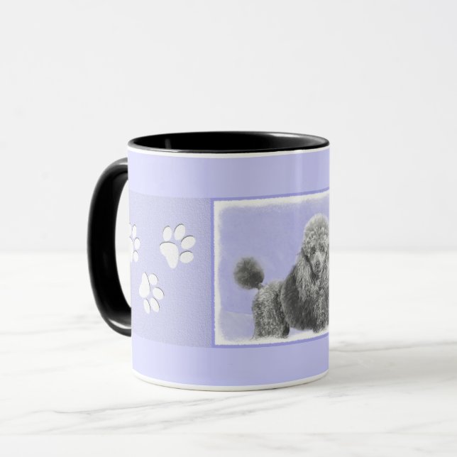 Mug Poodé Jouet miniature Argent gris bleu Chien Art (Devant gauche)