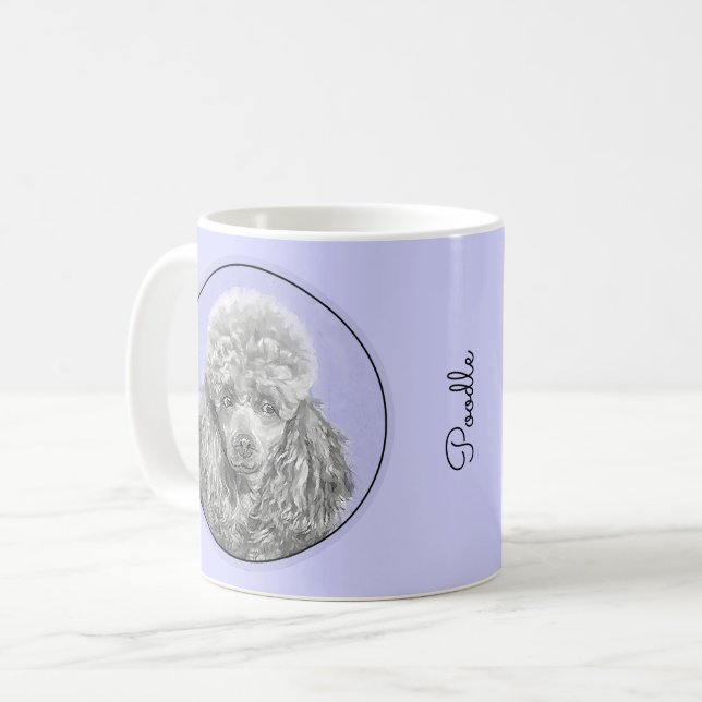 Mug Poodé Jouet miniature Argent gris bleu Chien Art (Devant gauche)