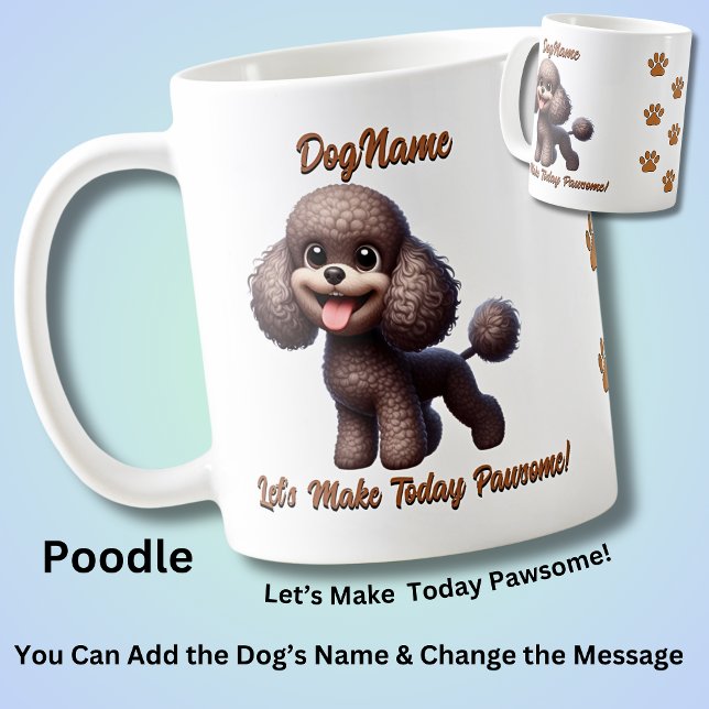 Mug Poodle - Ajouter le nom du chien, modifier le text (Créateur téléchargé)