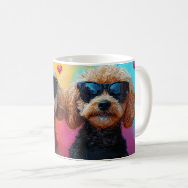 Mug Poodle aux roses du cœur pour la Saint-Valentin (Devant droit)