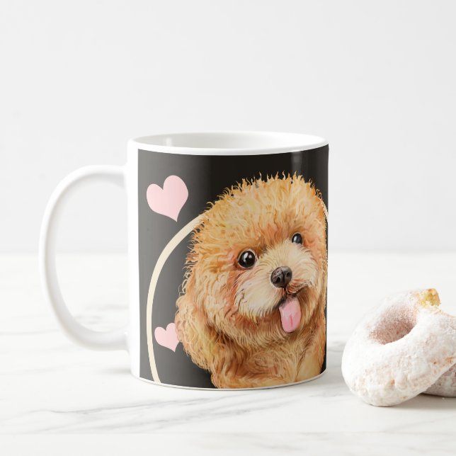 Mug Poodle Cockerpoo Chien Chien Chien Coquelicot Chaq (Avec donut)
