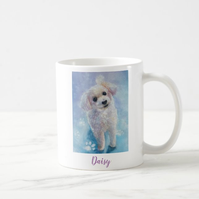 Mug Poodle de jouet personnalisé Aquarelle de chien (Droite)