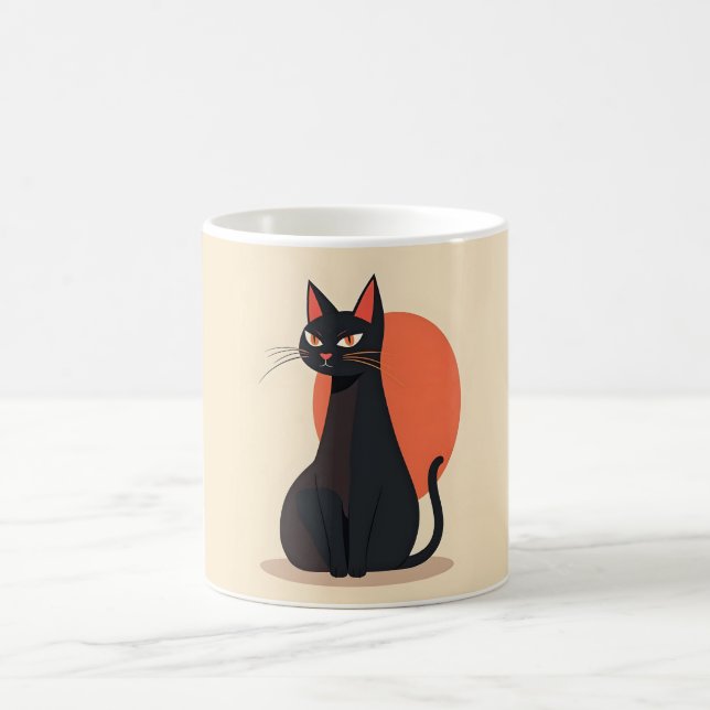 Mug Pop Art Black Cat Orange Sun (Centre)