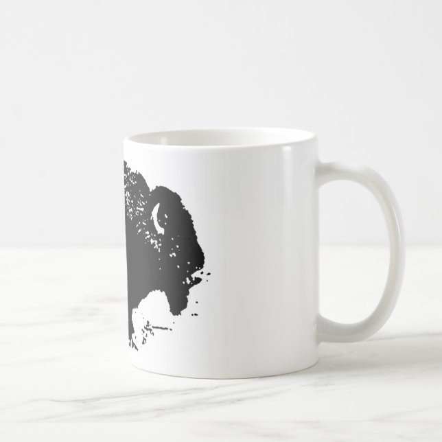 Mug Pop Art Black White Buffalo Bison Silhouette (Droite)