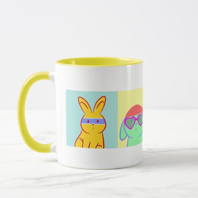 Mug Pop Art Cute Rabbits (Gauche)