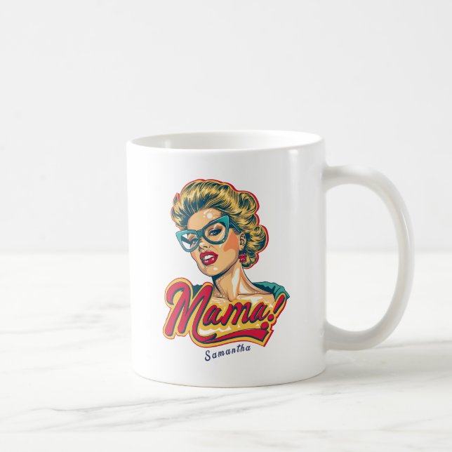 Mug Pop Art de Mama Retro Personnalisé 2 (Droite)