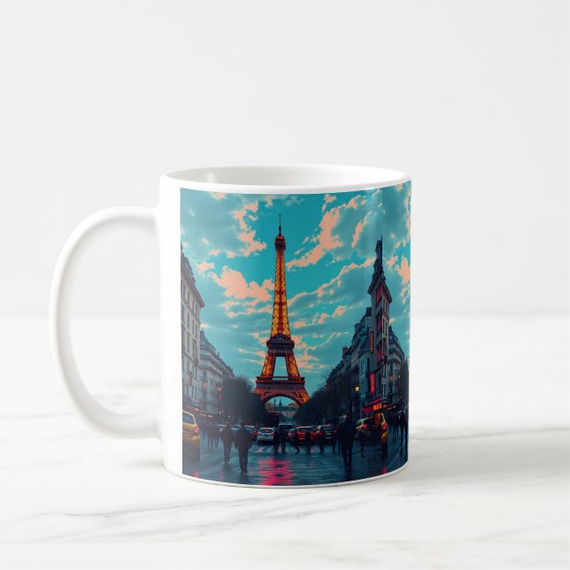 Mug Pop Art Paris - Vibrant Retro Cityscape (Gauche)