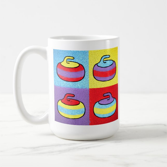 Mug Pop Art Rocks Curling Design (Gauche)