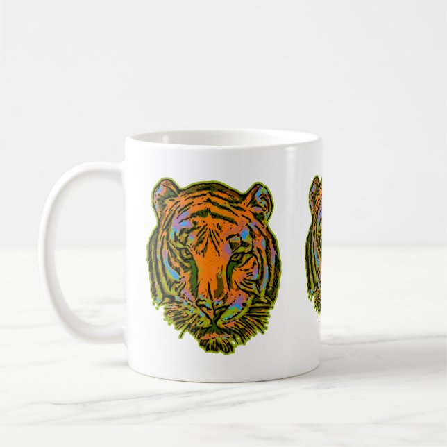 Mug Pop Art TIGER HEAD + votre backgr. & idées (Gauche)