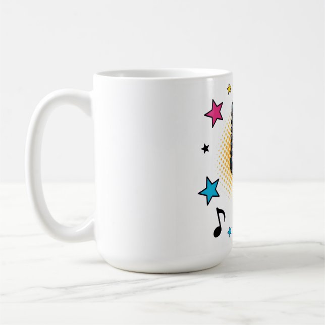 Mug Pop microphone with colorful stars and music notes (Gauche)