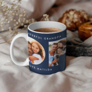 Mug Pop multi photo moderne élégant bleu marine cadeau