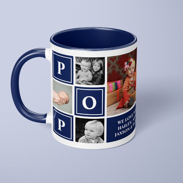 Mug Pop We Love You Navy Blue Custom Photo Collage (Créateur téléchargé)
