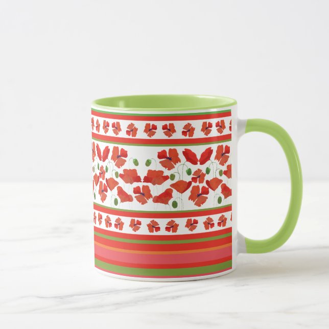 Mug Poppies de champ d'araignée Frontière florale sur  (Droite)