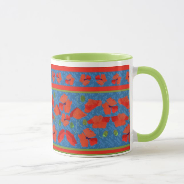 Mug Poppies de champ écarlate Bordure Ringer Coffee Mu (Droite)