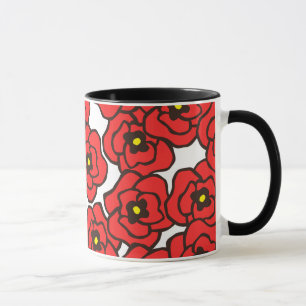Mug Poppies rouges modernes, boug de café imprimé à