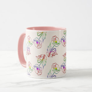 Mug Poppyes motif floral. Coquelicot.