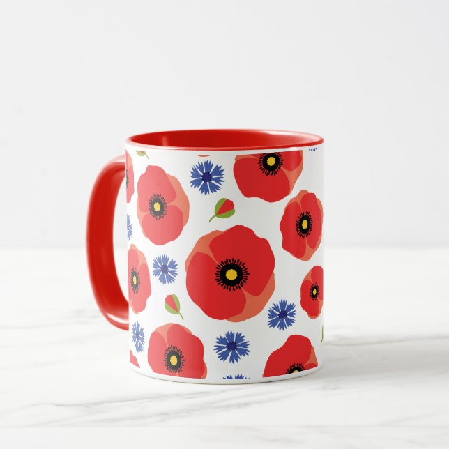 Mug Poppys Et Cornflowers Motif (Devant gauche)