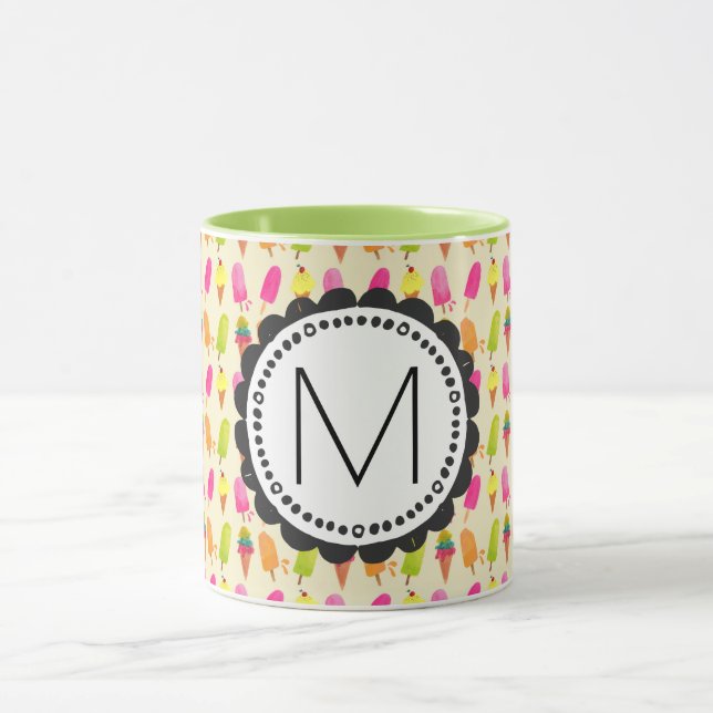 Mug Popsicles et crème glacée Monogramme personnalisé (Centre)