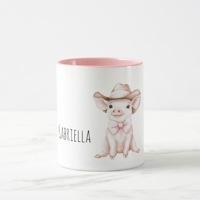 Mug Porc de la ferme au nœud rose (Centre)