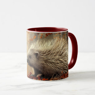 Mug Porc-épic Vintage dans les feuilles d'automne