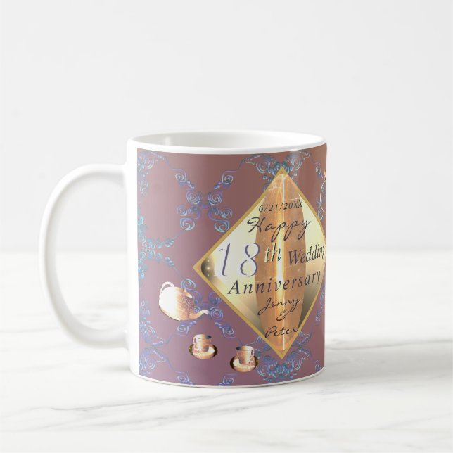 Mug Porcelaine 18e anniversaire Lavande d'oeil du chat (Gauche)
