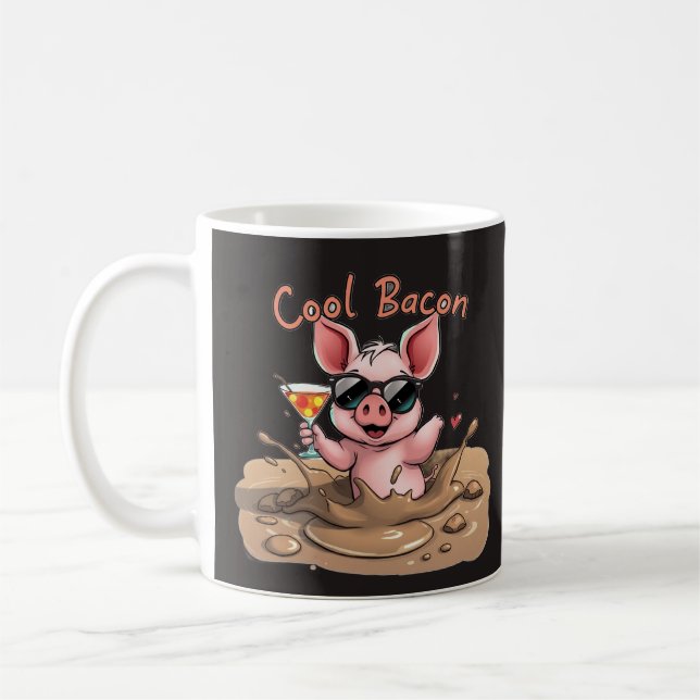 Mug Porcelet "Cool Bacon" en lunettes de soleil (Gauche)