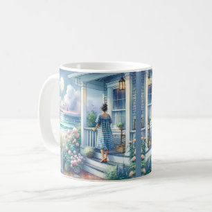 Mug Porche de cottage au clair de lune au bord de la m