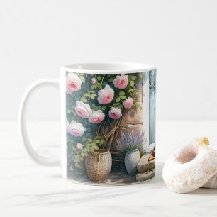 Mug Porche florale de Cottagecore avec Calico Cat