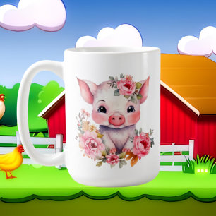 Mug Porcs mignons ajouter du monogramme