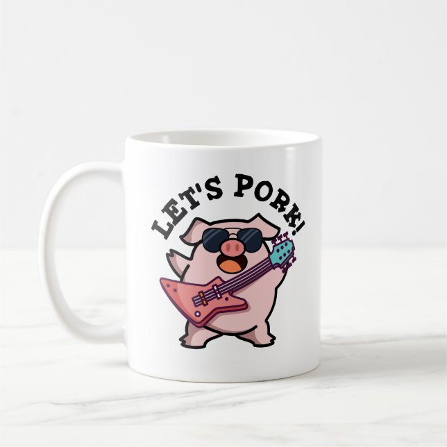 Mug Pork Funny Rock Guitare Pig Pun (Gauche)
