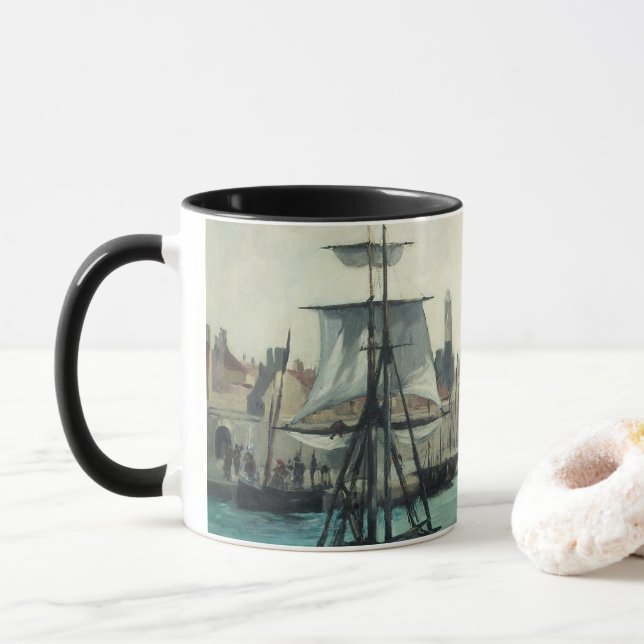 Mug Port de Calais par Manet, Art Impressionniste Vint (Avec donut)
