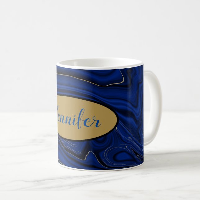 Mug Porte Bleu Tourbillon d'Agate Personnalisé (Devant droit)