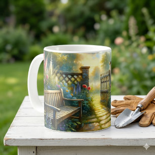 Mug Porte de jardin ensoleillé le long d'un chemin