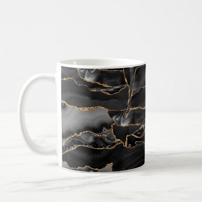 Mug Porte de Parties scintillant noir et or (Gauche)