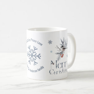 Mug Porte de pin d'oiseaux mignon Baies rouges Joyeux